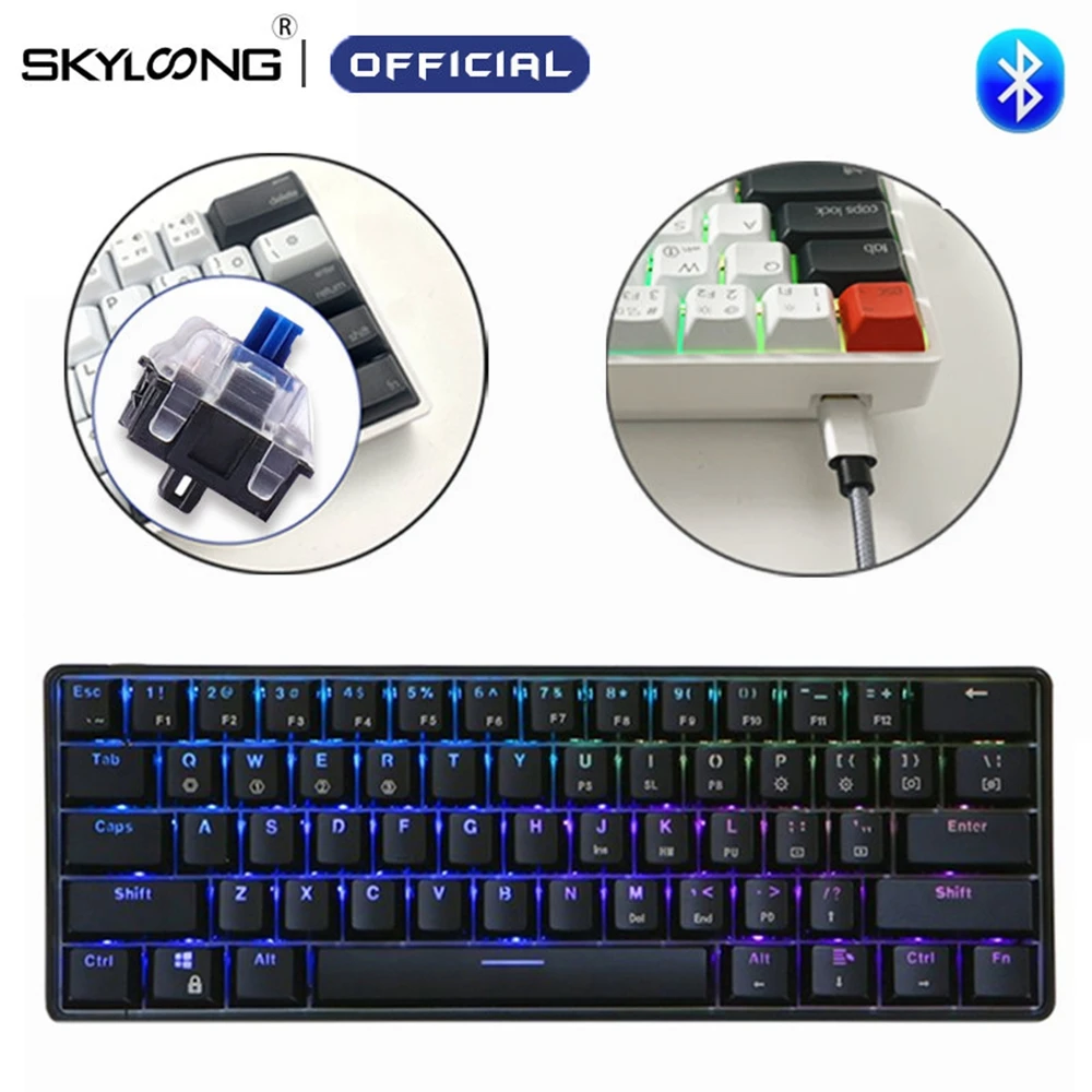 SKYLOONG GK61S Mechanical Keyboard 61 Keys Wireless Bluetooth Programmable Optics Hot swap RGB Backlight Gamer Keyboard For iPad
