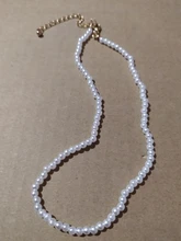 Collar con colgante de concha de amor para mujer, gargantilla de cadena de perlas Simple de 6MM de estilo Vintage, joyería de moda al por mayor