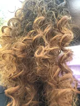 LINGHANG-peluca rizada Afro para mujeres negras, 16 pulgadas, corto sintético, con flequillo, Marrón mezclado y Rubio