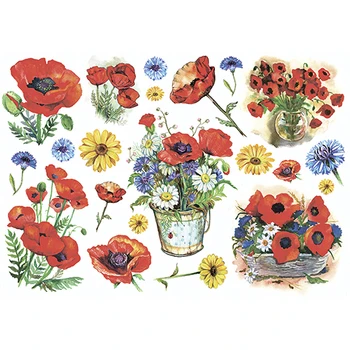 

Rice paper for decoupage craft Premier, 28,2x38,4 cm, 25 g/m, poppies drawing cp05597