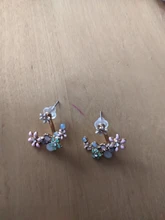 Pendientes de tuerca con gancho de gota de aceite y flor, joyería coreana, de cristal para mujer, de moda, novedad, 2019