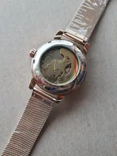 Orpesa-Reloj de pulsera mecánico para Mujer, pulsera de malla de acero inoxidable, Reloj femenino elegante