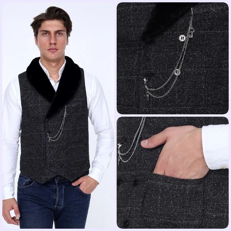 

3 DAYS FREE FAST SHIPPING ZENZEN MENS FURRY WAISTCOATS VESTS St.Valentine's Gift For Men Turkish Quality 2020 Style