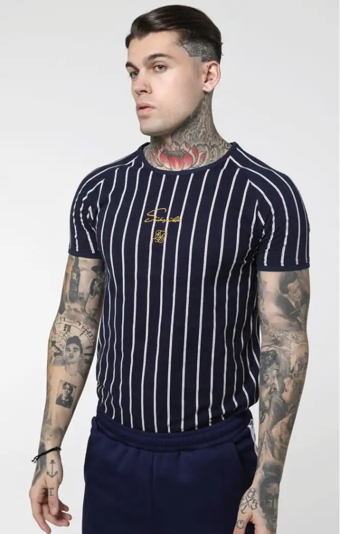 

SikSilk Raglan Gym Tee - Navy & White Men's T-Shirt