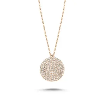 

Angemiel 925 Silver Zircon Stone Round Necklace-Rose Gold Plated