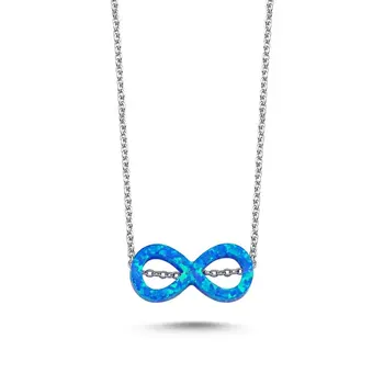 

Angemiel 925 Sterling Silver Blue Opal Infinity Necklace