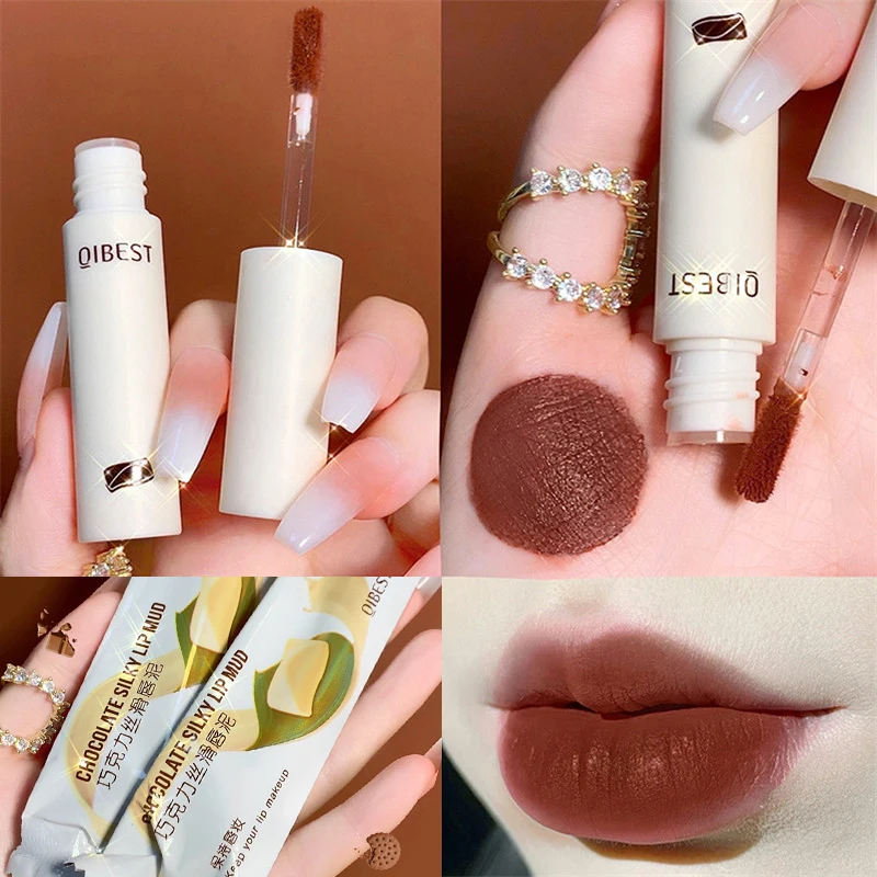 Qibest Chocolate Velvet Matte Lipstick Lip Gloss Cosmetic Lightweight
