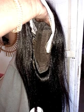 Peluca de malla con división media de 30 pulgadas, cabello humano liso brasileño Remy, prearrancado con pelo de bebé, parte T, 13x1