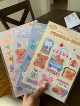 Mohamm-pegatinas de oso brillantes serie Milkjoy, decoración de papel de álbum de recortes, papelería creativa, estilo coreano, 1 ud.