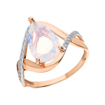 

Silver ring with cubic zirconia and moonstones sunlight sample 925 test