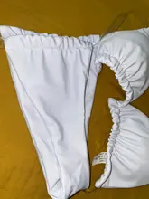 Nuevo verano Mujer tiras transparentes de cuello Halter sólida de Micro Tanga Set de Sujetador Bikini Sexy Tanga Push up traje de baño