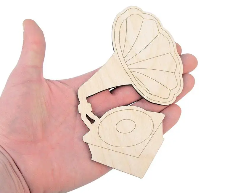

Wooden Gramophone (15cm) Shape Art Projects Craft Decoration Gift Decoupage Ornament 0254