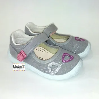 

Mary Janes color canvas gray padded with velcro, Lonettes Dobsons.com for girls