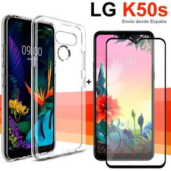 

Compatible with LG K50s stand case TPU + Tempered Glass Screen Protector Full Glass 3D full glue