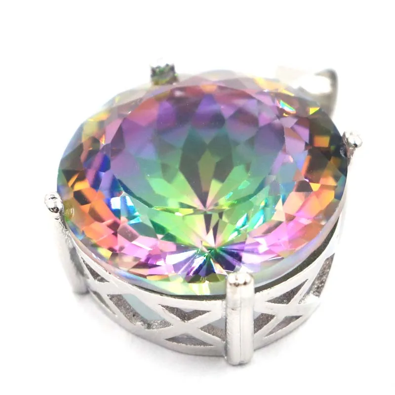 Eye Catching Fire Rainbow Mystic Topaz CZ Daily Wear Silver Rings 7.75