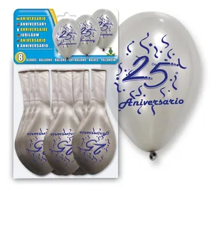 

Set 8 globe awards Silver "25 anniversary"-Details and wedding gifts for guests, Holy Communion, October birthday party supply