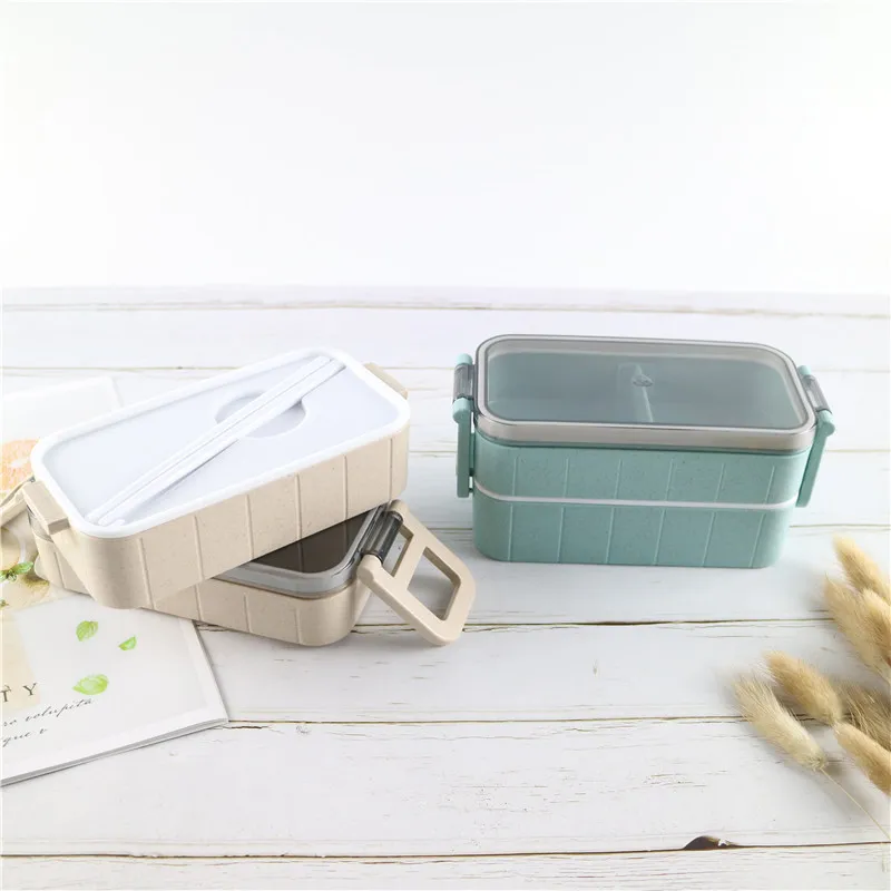 

Portable Double Layer Lunch Box Leakproof Tableware Food Container Camping Hiking Office School Healthy Material Kids Bento Box
