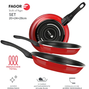 

Fagor fry pan OPTIMAX. Skillet nonstick double layer, Steel enameled 1,5mm thickness. Fit for induction and dishwasher.