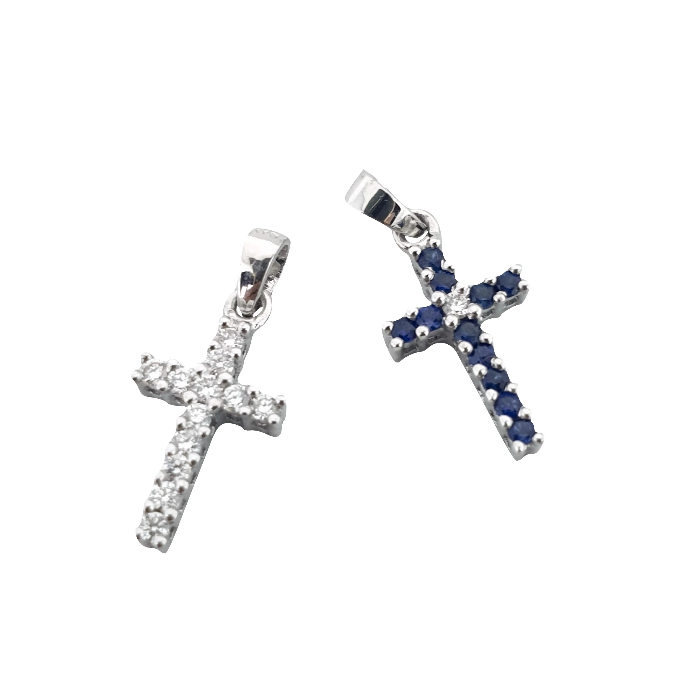 Крест кулон 18kt Белое золото 750/000 с бриллиантами 0.25ct f vvs
