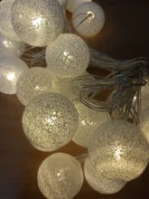 Lights-String Garland Cotton-Ball Led Wedding Party Christmas Outdoordiy Holiday 5M Crib