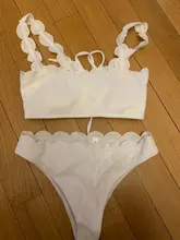 INGAGA-Bikinis de realce para mujer, traje de baño con borde festoneado, bañador de banda Negro, Bikini liso para mujer, ropa de playa 2021