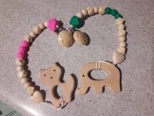 Mordedor de madera orgánico para bebé, mordedor en forma de Animal Natural, juguete de dentición, cuentas de silicona, regalo para bebé recién nacido, 2 uds.