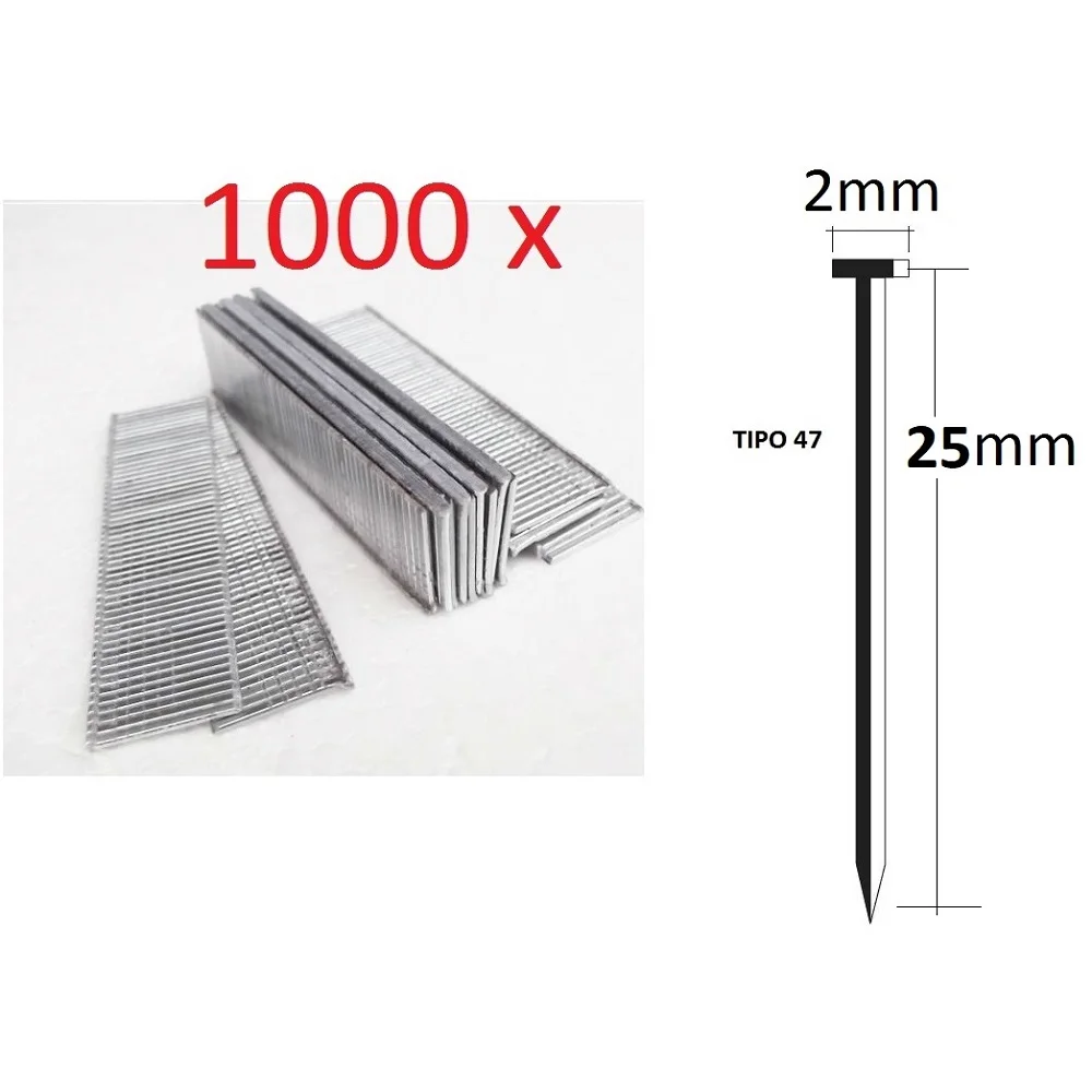 1000 25Mm 47 Tipo Per Chiodi Cucitrice Chiodatrice Electrica Pet25... Pbet...Pdt...Parkside Steel Toe Nails No Head Lidl