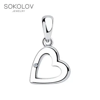 

Sokolov pendant in silver with Diamond, fashion jewelry, 925, women's male, pendants for neck women