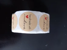 Pegatinas de papel Kraft Natural hechas a mano para embalaje, sello de Gracias pegatina, papelería, 500 Uds.