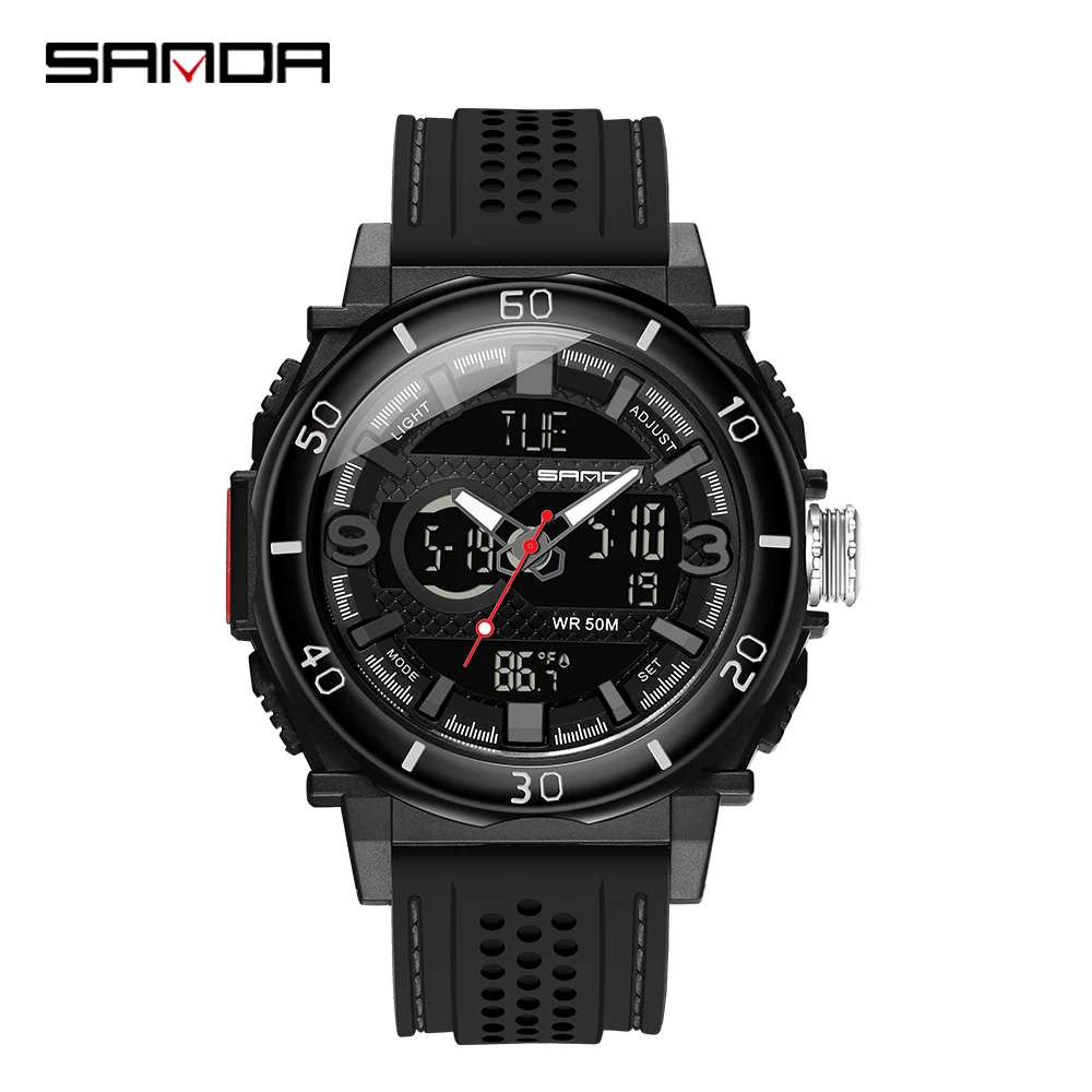 

SANDA Fashion Watch Dual Display Men Watches Multi-Function Digital Waterproof Electronic Sport Watch Luminous Student Watches