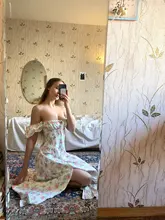 Vestido de verano de las mujeres de manga corta Puff novia impreso acanalada fiesta de Split largo Maxi Vestidos cordón Vestidos Sexy vestido