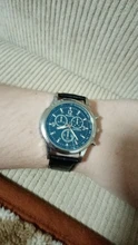 Reloj de pulsera de cuarzo con correa de cuero para hombre, cronógrafo de negocios, de lujo, sencillo y elegante, de cristal azul