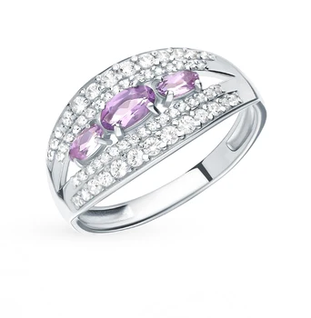 

Silver ring with amethyst and cubic zirconia sunlight sample 925