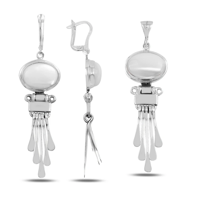 

Silver 925 Sterling Pearl Cubic Zirconia Hand Job Set