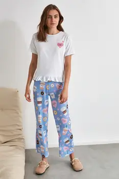 

Trendyol Coffee Printed Knitted Pajamas Set THMAW21PT0312
