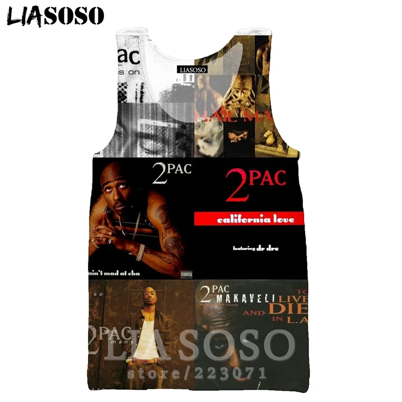 13 Рэппер 2Pac жилет LIASOSO лето для мужчин женщин Аниме Толстовка 3D принт О образным вырезом майка без рукавов хип хоп Уличный пуловер A295-3 - Цвет: 13