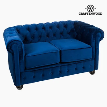 

2 Seater Chesterfield Sofa Velvet Blue - Relax Retro Collection by Craftenwood