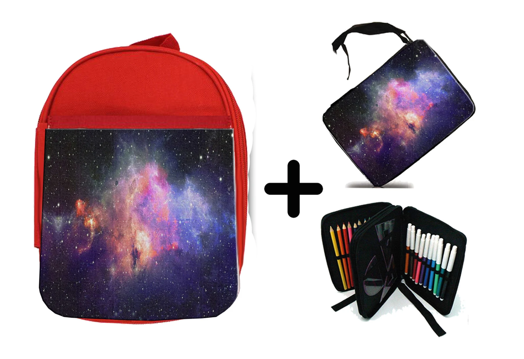MERCHANDMANIA PACK ROJA Y ESTUCHE GALAXIA CON NEBULOSA PRECIOSA material escolar escuela niños personalizada oferta|Estuches escolares| - AliExpress