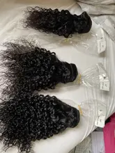 Rizado rizado mechones Pelo Rizado mongol mechones de cabello humano postizo mechones 100% Color Natural sin procesar del pelo humano que teje 3 ofertas de extensiones