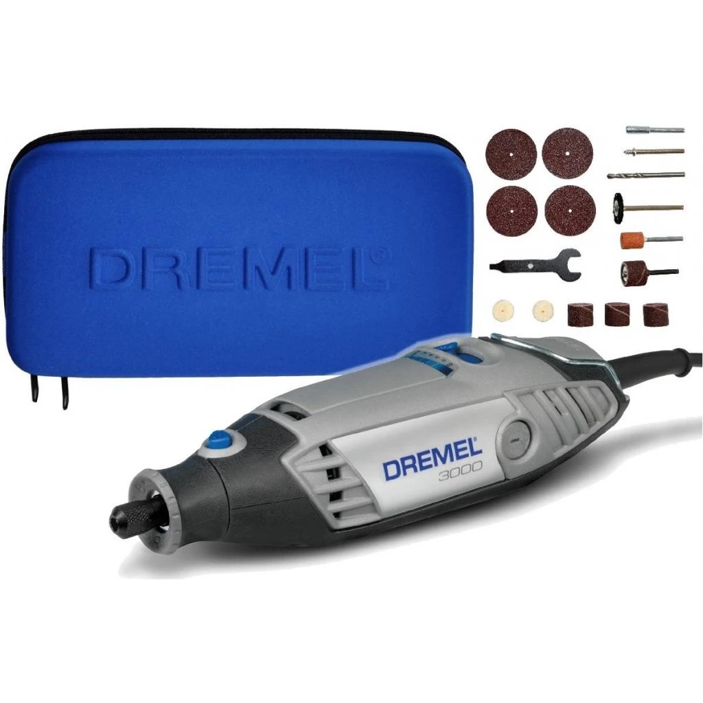 Мультитул Dremel 3000(+15 насадок)(Мощность 130 Вт, 33000 об/мин, цанга 3,2 мм, регулировка скорости