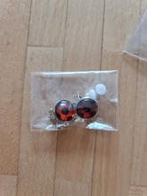 Laddybug-pendientes de dibujos animados de insectos, abrazadera de cristal, joyería bonita de mariquita, sin perforaciones, regalos para niños, novedad de 2020