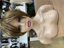 LOUIS FERRE-Peluca de colores para mujer Peluca de pelo Bob con flequillo, resistente al calor, largo, marrón, Rubio, degradado, para uso diario