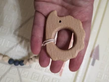 Mordedor de madera orgánico para bebé, mordedor en forma de Animal Natural, juguete de dentición, cuentas de silicona, regalo para bebé recién nacido, 2 uds.