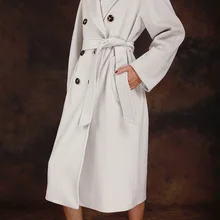 Obrix кашемир верблюжья шерсть Трендовое пальто Высокое качество Повседневный стиль женский двубортный v-образный вырез уличная куртка для женщин