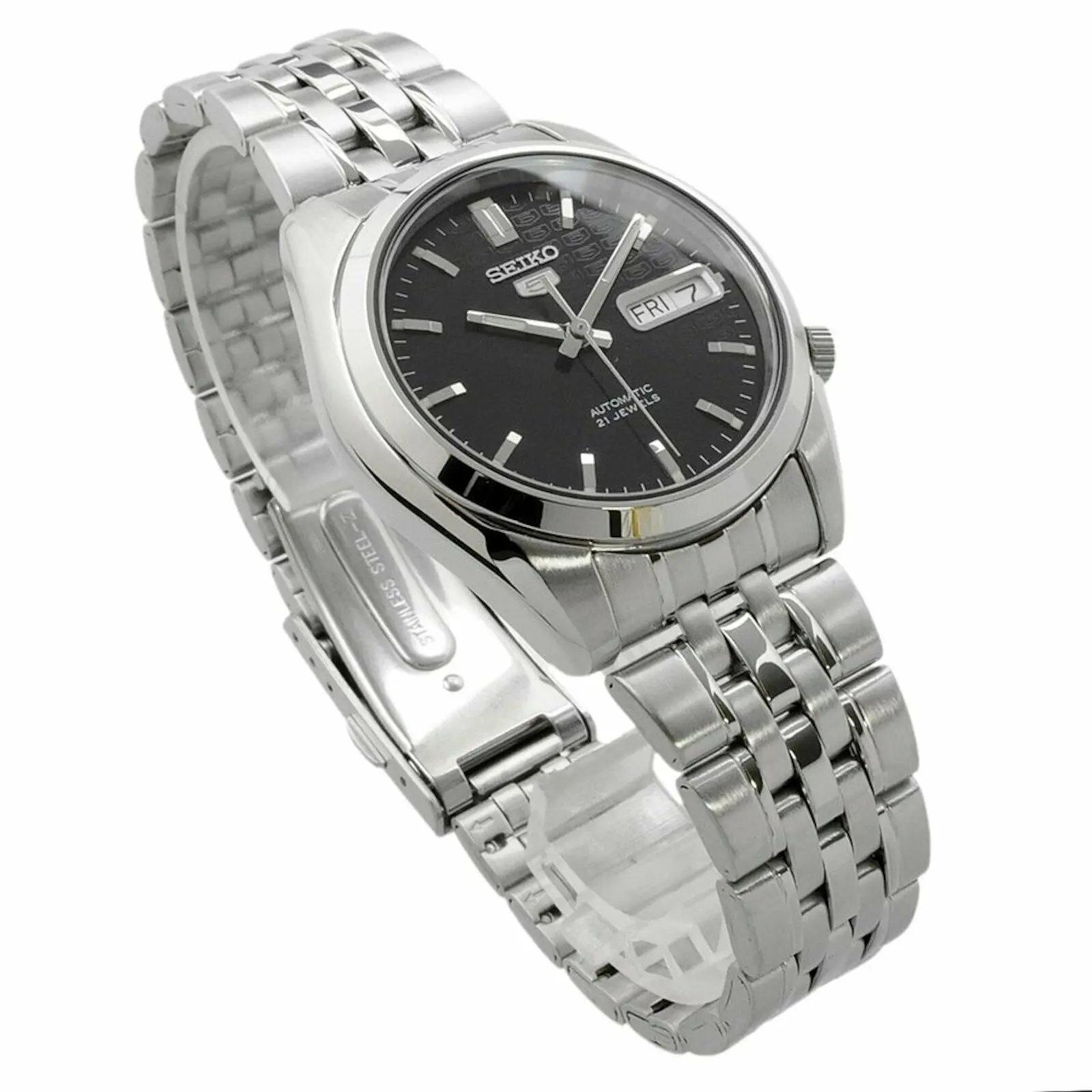 Men's automatic watch Seiko 5 SNK361K1 black dial strap steel 37mm diameter  - AliExpress Watches