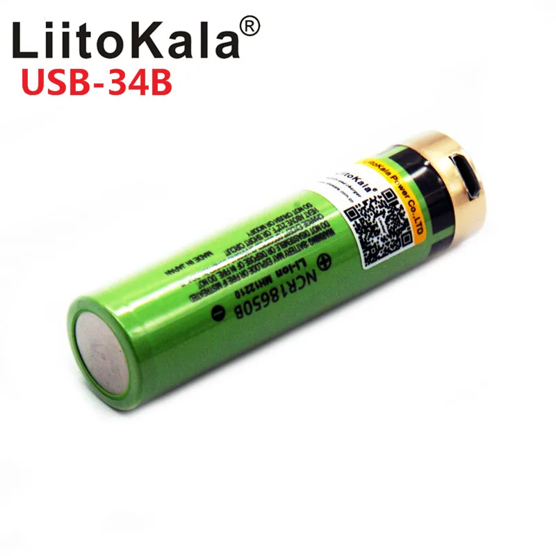 LiitoKala USB 3,7 V 18650 3400mAh литий-ионная USB аккумуляторная батарея со светодиодным индикатором постоянного тока-зарядка