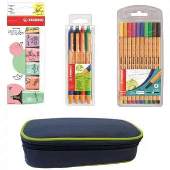 

Study 6 highlighters Boss Kit Mini Pastellove + 10 Pointball Green marker pens Point 88 + 4 pens + AstuccioSTABILO14.07