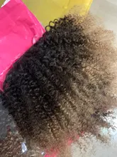 Halo Lady Beauty-extensiones de cabello humano Afro rizado para mujeres africanas, color ombré 1B/4/27, Remy indio