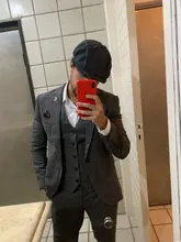 (Chaqueta + chaleco + Pantalones) Boutique para hombre, traje de negocios informal a cuadros de gama alta, traje Formal Social, conjunto de 3 uds. Para novio y boda