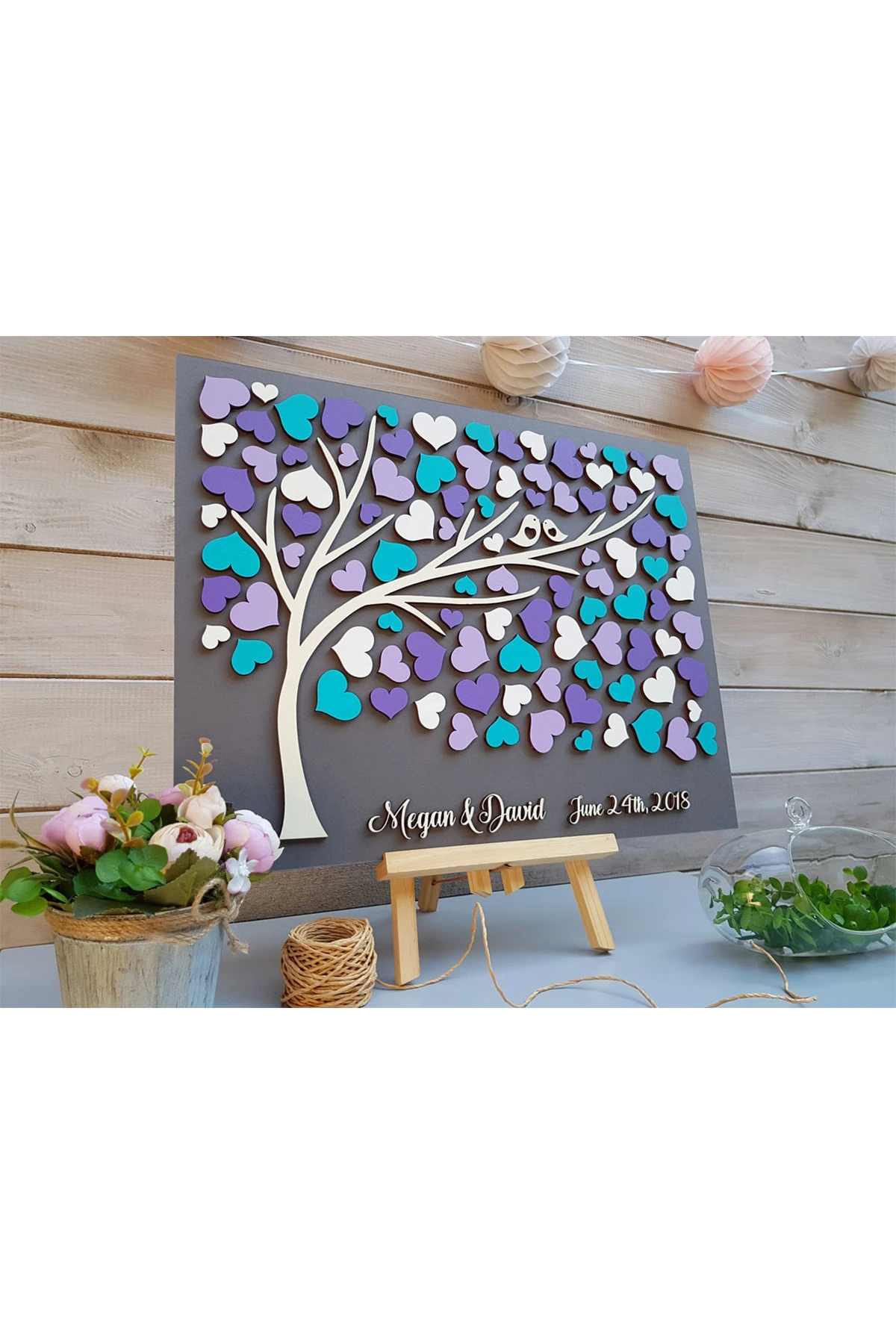 Wedding Guest Visitor Signature Book Wooden Personalized Alternatives to Names Date Mr and Mrs Mariage 3D Love Valentine's Rusti | Дом и